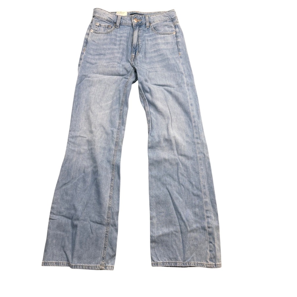 Aeropostale High Rise Wide Leg Jeans Medium Wash 156921 Blue Denim Womens 2